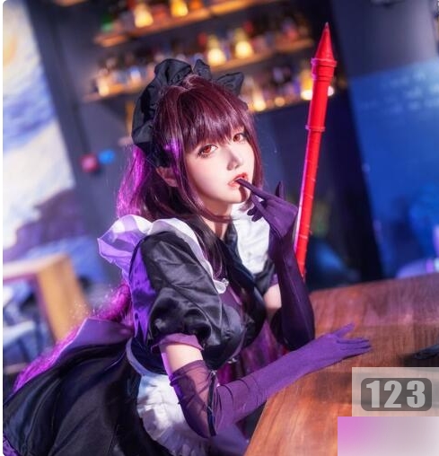 微博二次元博主(仙九Airi)cosplay黑贞水着,呈现火辣气质御姐